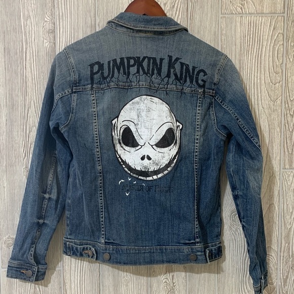 Disney Nightmare Before Christmas Pumpkin King Denim Jean Jacket M - Picture 1 of 12